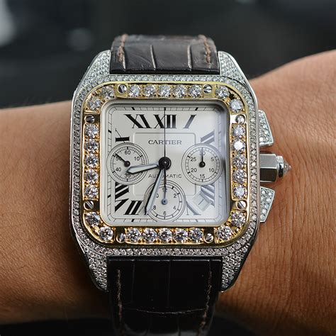 cartier santos 100 xl with diamonds replica watch